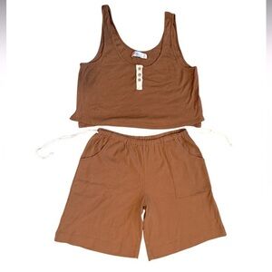 NWOT Free People Beach Short and Tank Set S Brown